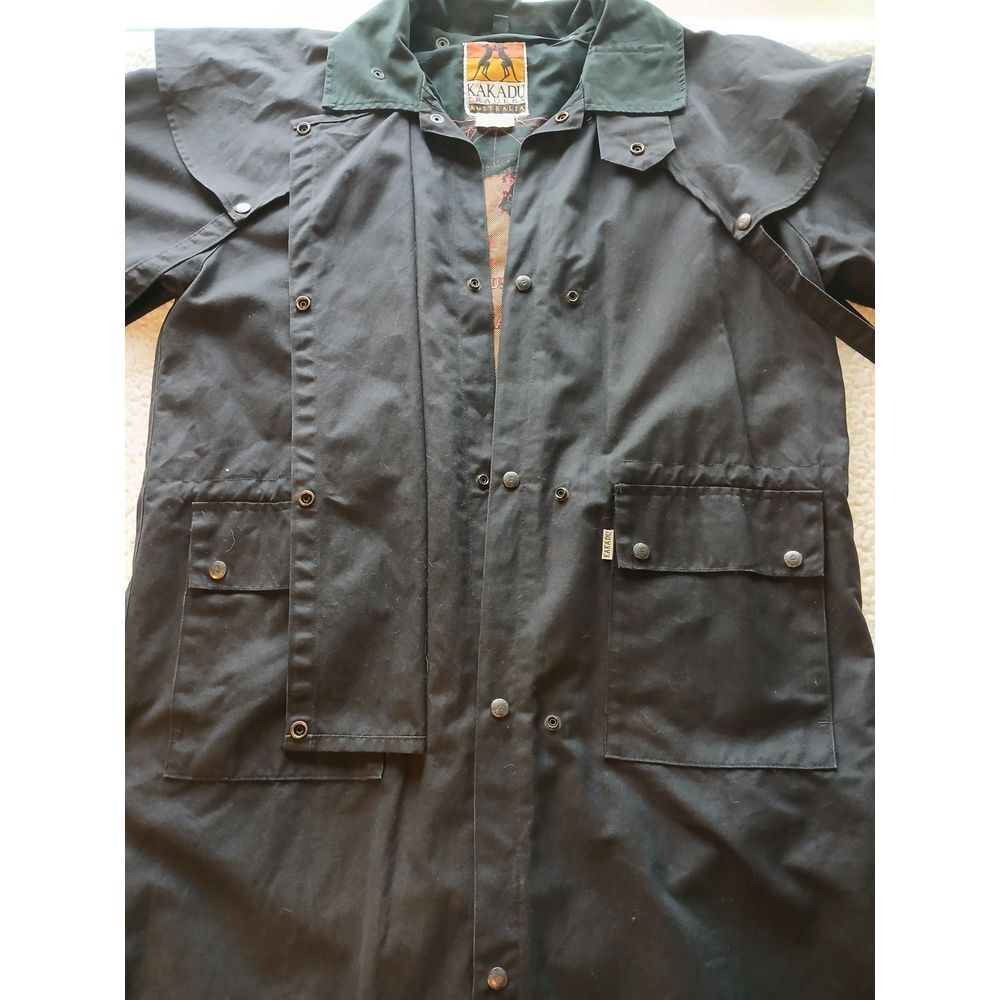 KAKADU TRADERS Australia Jacket Adult XL  Black Duster Drover Oil Skin Coat